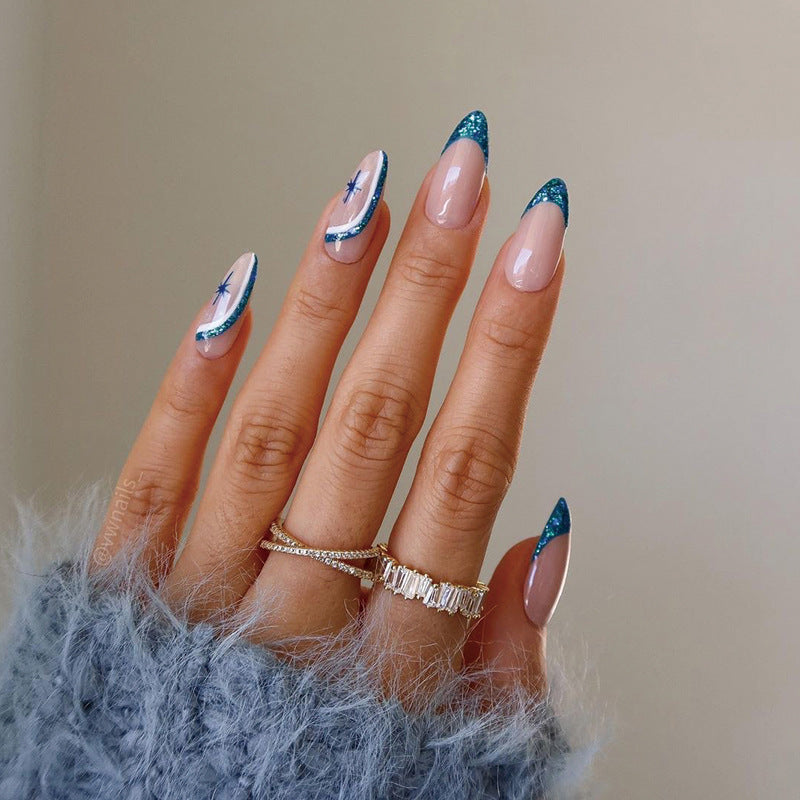 Glitter French Nails - Press on Nails