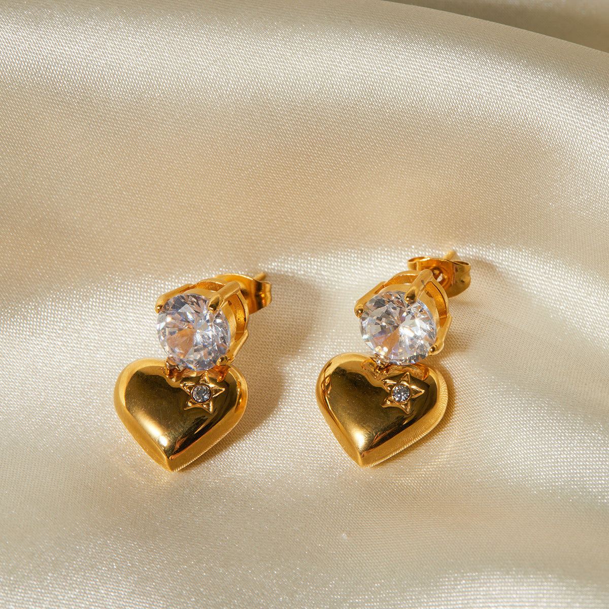 Shining Heart Earrings - Stylish Women's Gold Jewelry
