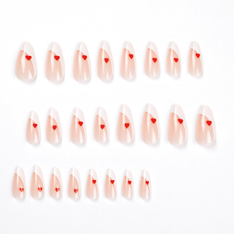 V-day French Heart Shape Nails - Press on Nails
