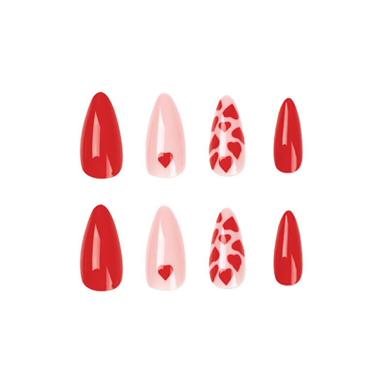 V-day Red Heart Shape Nails - Press on Nails
