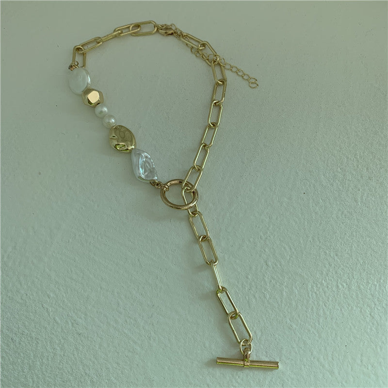 Janet Metal and Baroque Pearl Necklace