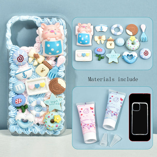 Blue Donut Material Kit for DIY Handmade Decoden Phone Case
