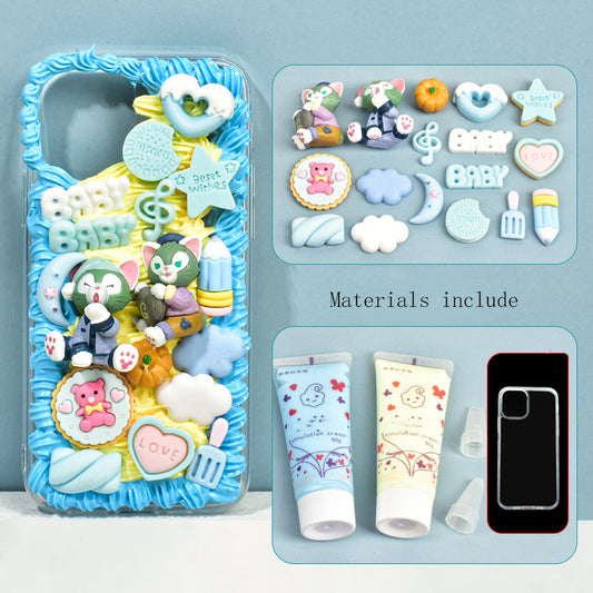 Blue Material Kit for DIY Handmade Decoden Phone Case
