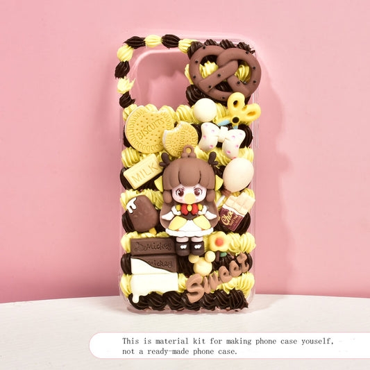 Brown Baby Girl Material Kit for DIY Handmade Decoden Phone Case