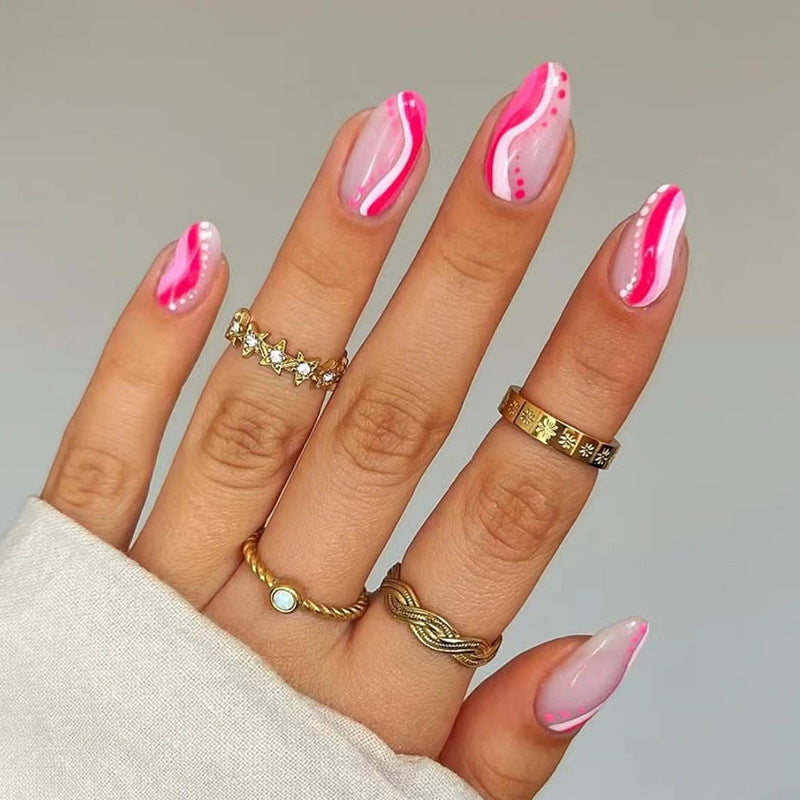 Pink Swirl Nails - Press on Nails