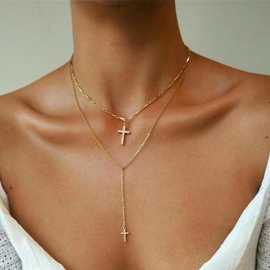 Cross Multi-layered Necklace