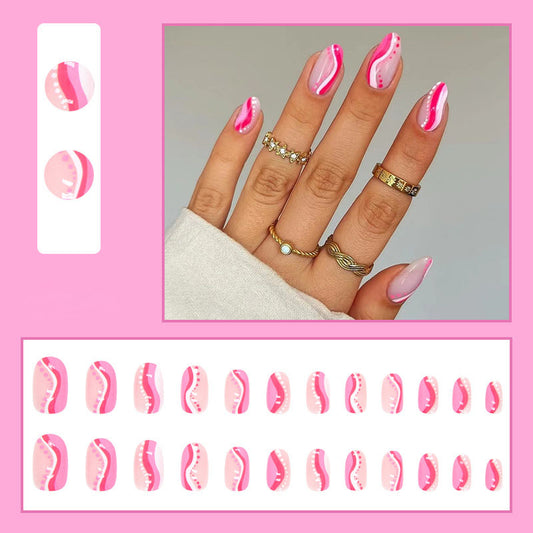 Pink Swirl Nails - Press on Nails