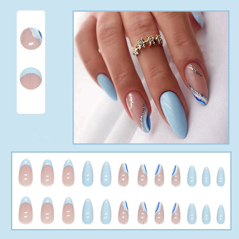 Blue Swirl Nails - Press on Nails