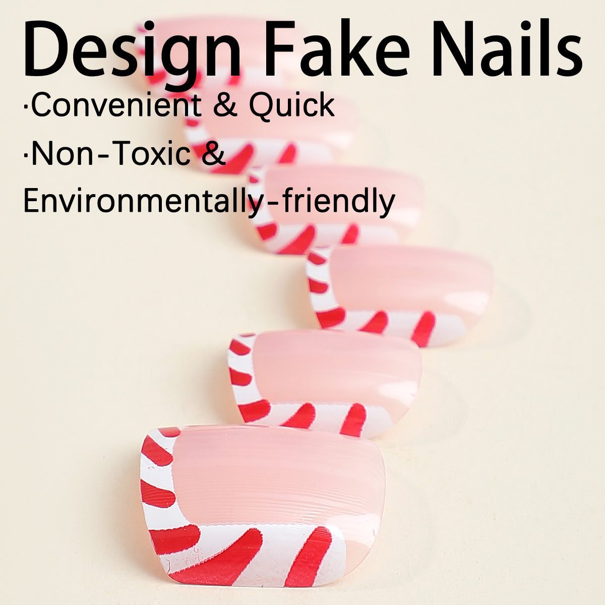 Christmas Candy Cane Nails - Press on Nails