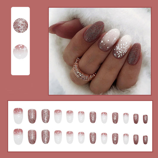 Glitter Snowflake Nails - Press on Nails