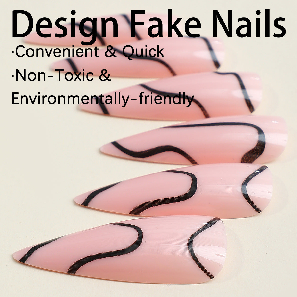 Swirl Stiletto Nails - Press on Nails