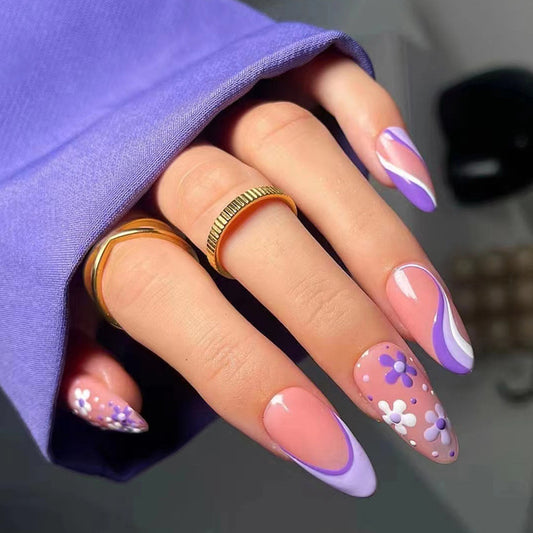 Floral French Nails - Press on Nails