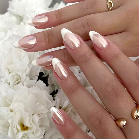 French Chrome Nails - Press on Nails