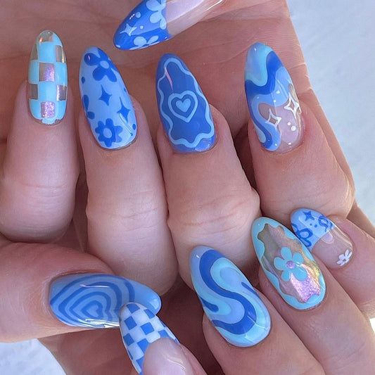 Blue Nails - Press on Nails