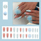 Blue Fuzzy Ball French Nails - Press On Nails