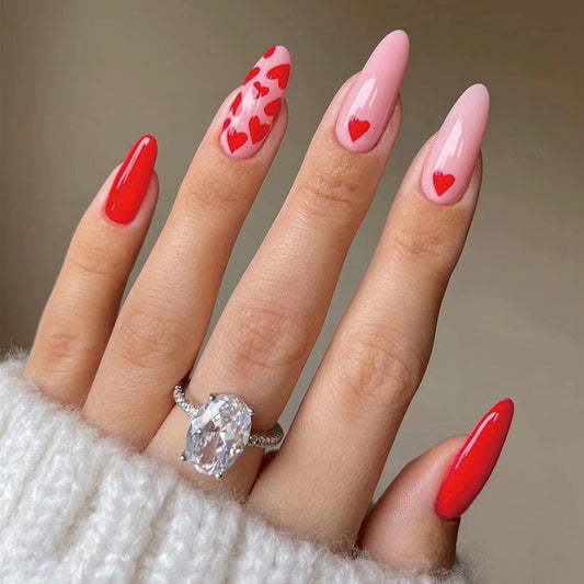 V-day Red Heart Shape Nails - Press on Nails