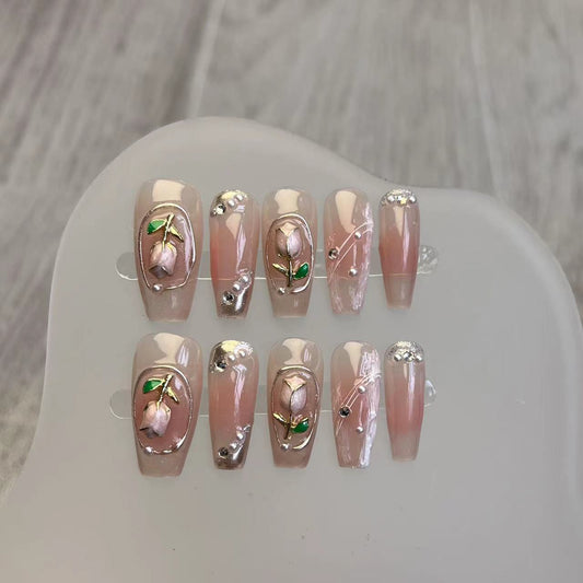 Flower Nails - Handmade Press on Nails