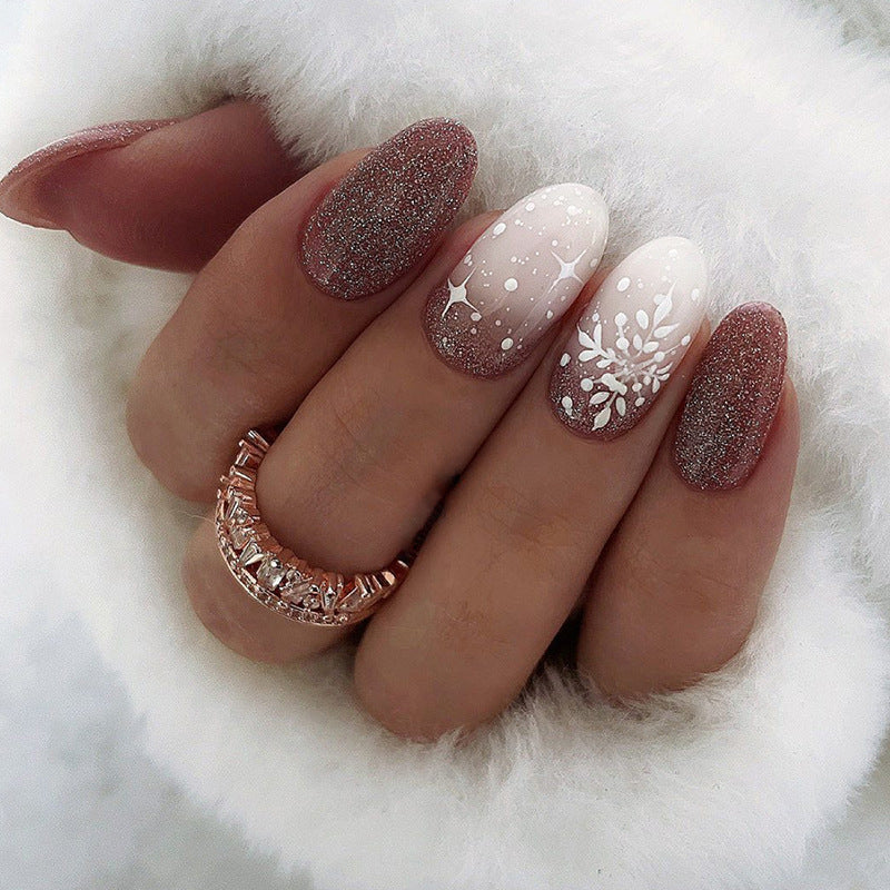 Glitter Snowflake Nails - Press on Nails