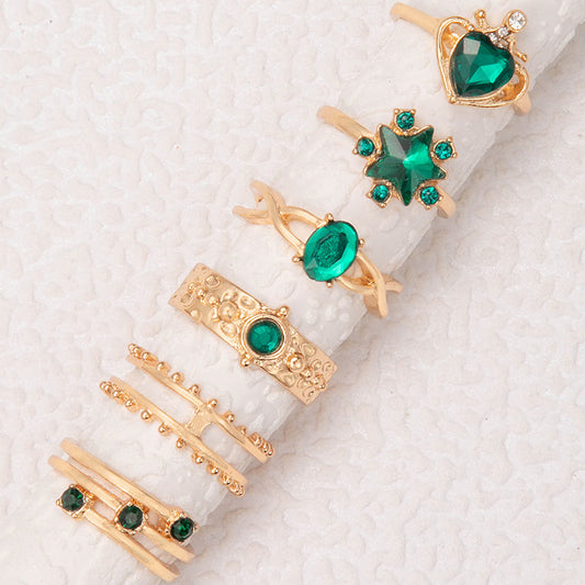 Gilded Green Ring Set