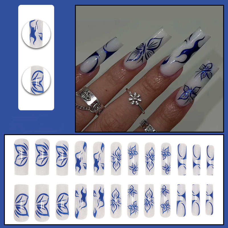 Blue Butterfly Nails - Press on Nails