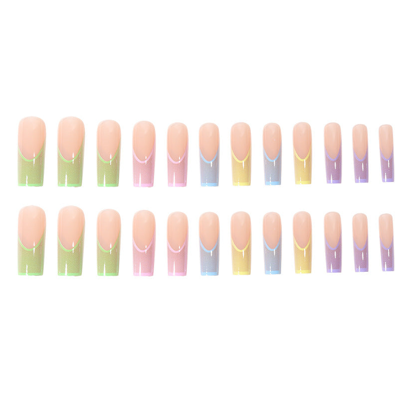 Pastel Rainbow French Nails - Press on Nails