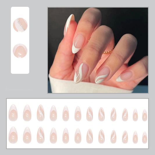 White Swirl Nails - Press on Nails