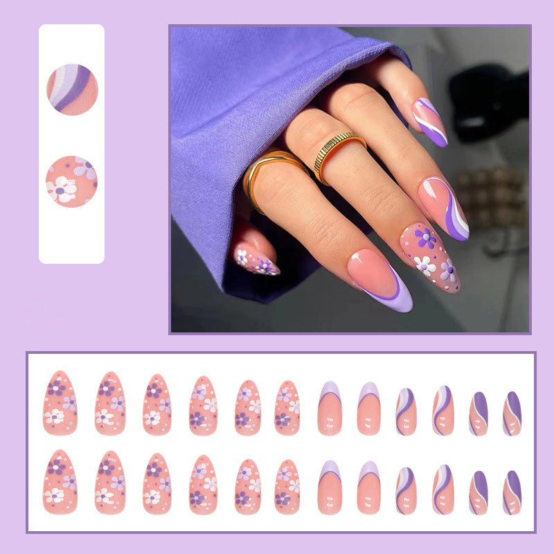 Floral French Nails - Press on Nails