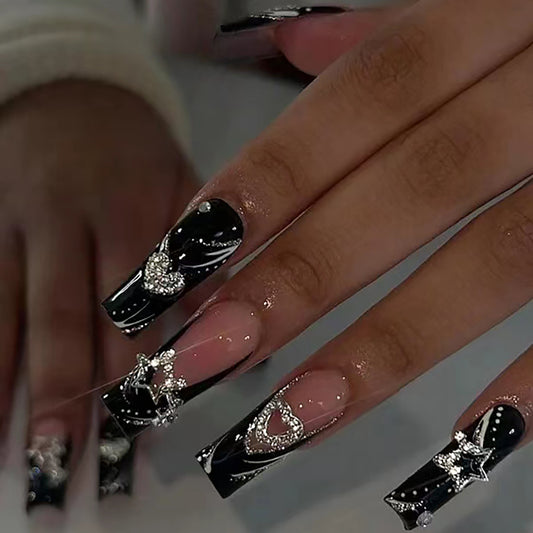 Black French Nails - Press on Nails