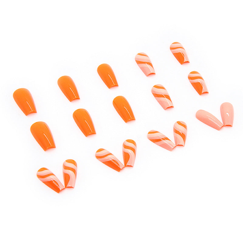 Orange Swirl Nails - Press on Nails