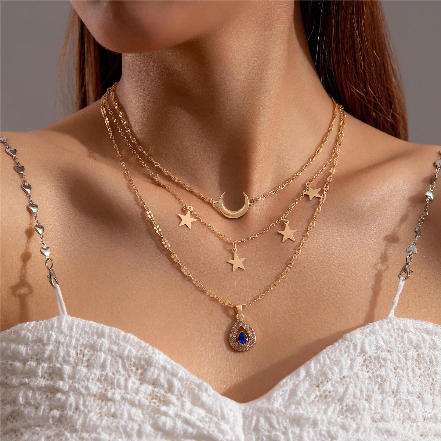 Stars and Moon Multilayer Necklace