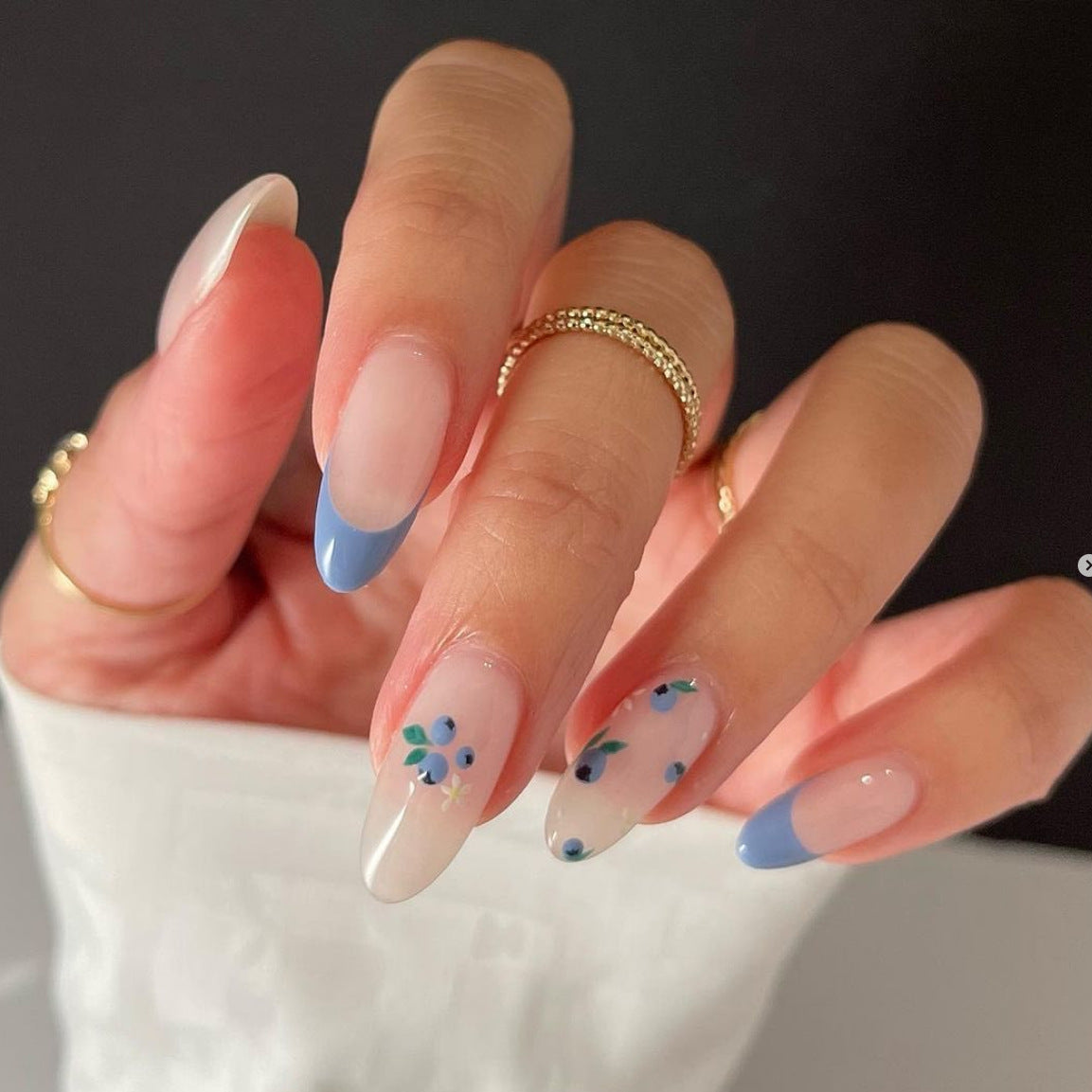 Blue French Nails - Press on Nails