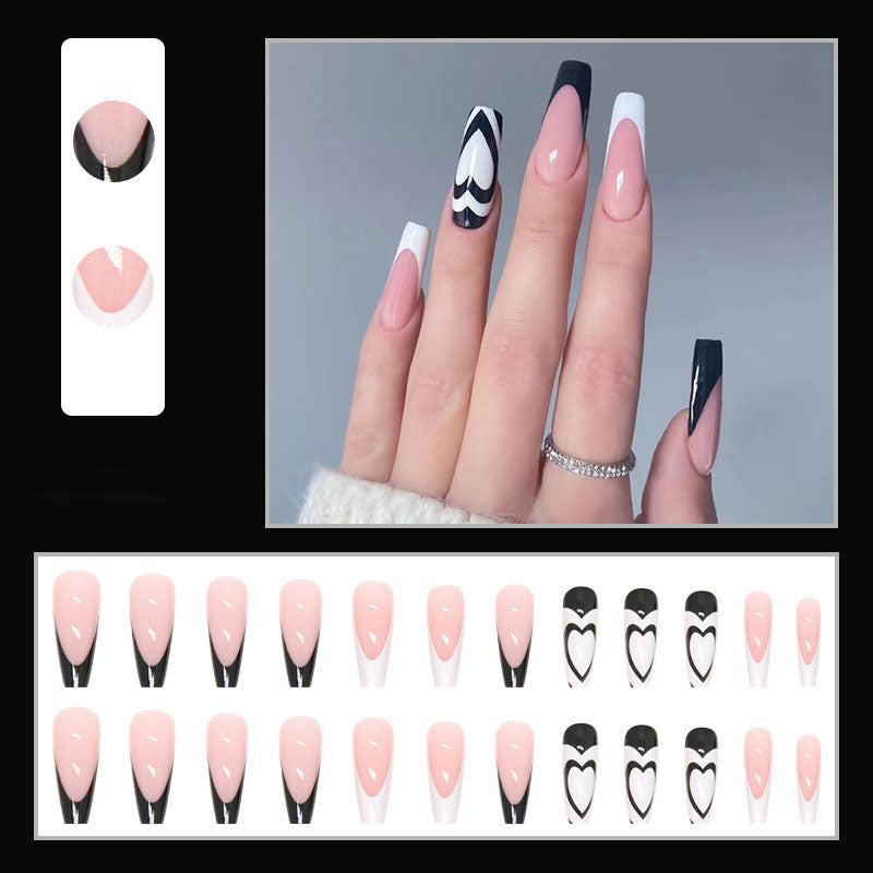 Heart Shape French Nails - Press on Nails