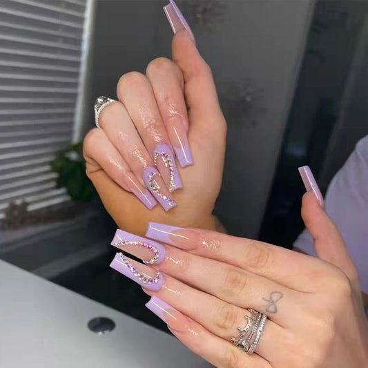 Purple French Nails - Press on Nails