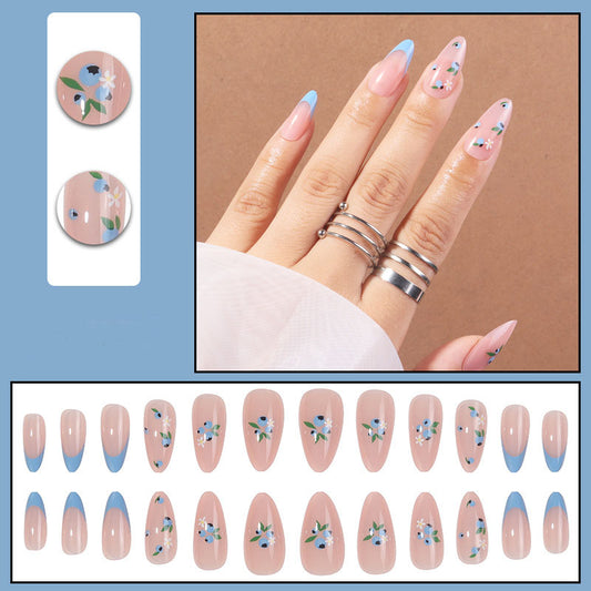 Blue French Nails - Press on Nails