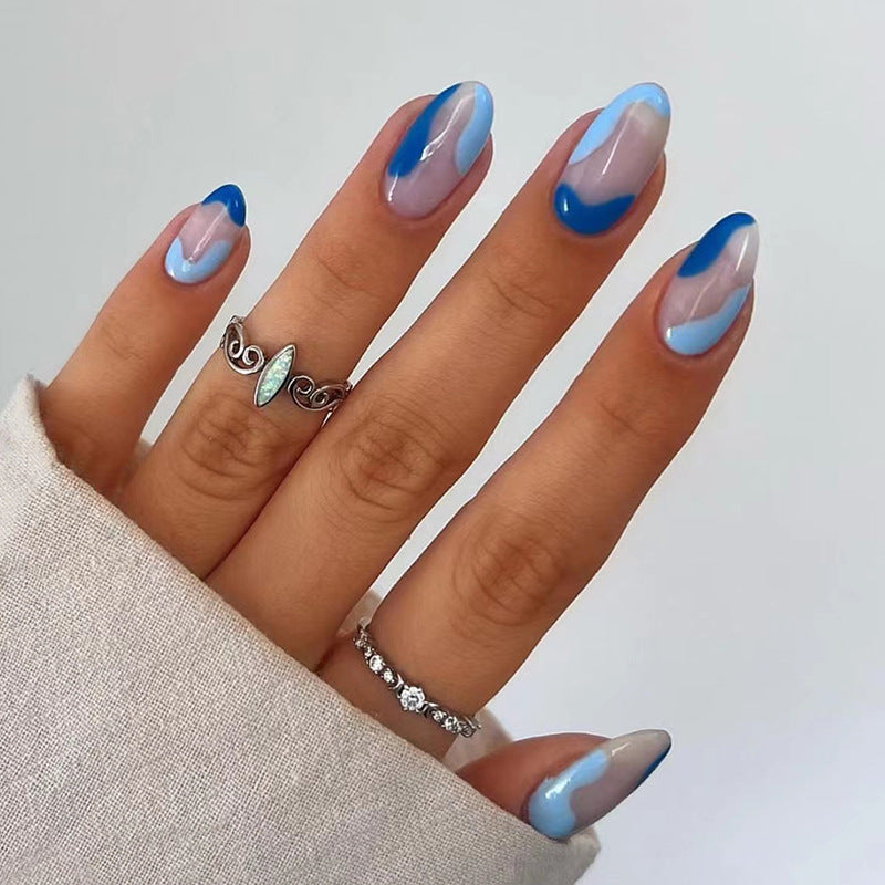 Blue Swirl Nails - Press on Nails