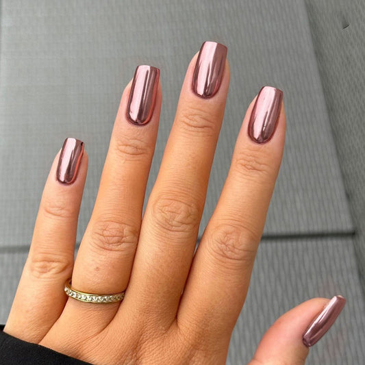 Square Chrome Nails - Press on Nails