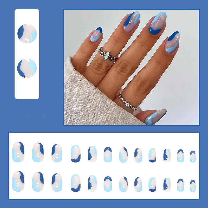 Blue Swirl Nails - Press on Nails