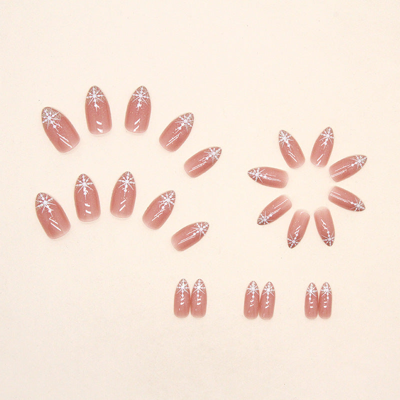 Pink Snowflake Nails - Press on Nails