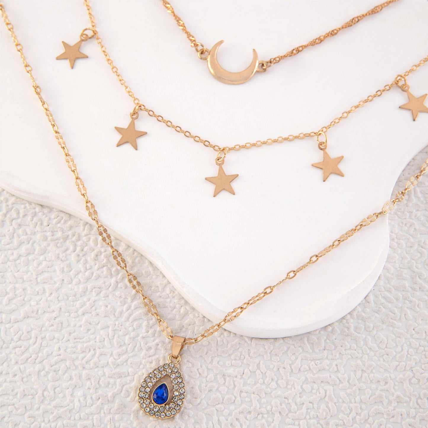 Stars and Moon Multilayer Necklace