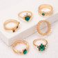 Gilded Green Ring Set