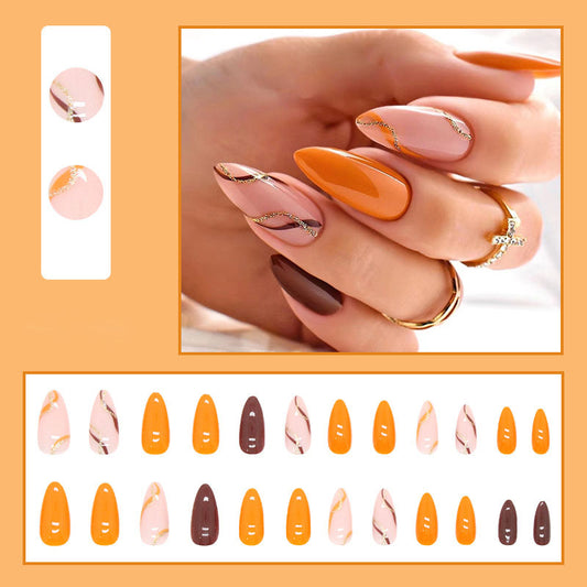 Orange and Brown Nails - Press on Nails