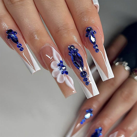3D Flower French Nails - Press on Nails