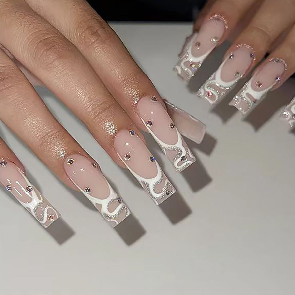 Long French Nails - Press on Nails