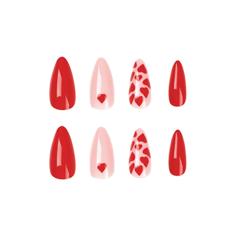 V-day Red Heart Shape Nails - Press on Nails