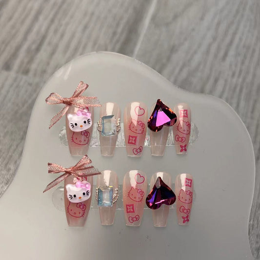 Hello Kitty Nails - Handmade Press on Nails