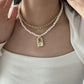 Evangeline Pearl and Lock Layered Necklace