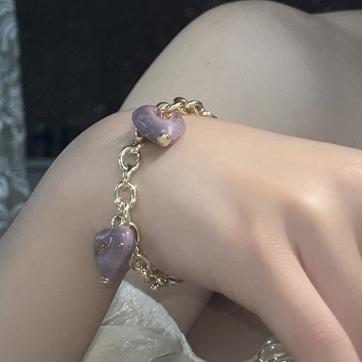 Joan Purple Heart Pendant Bracelet