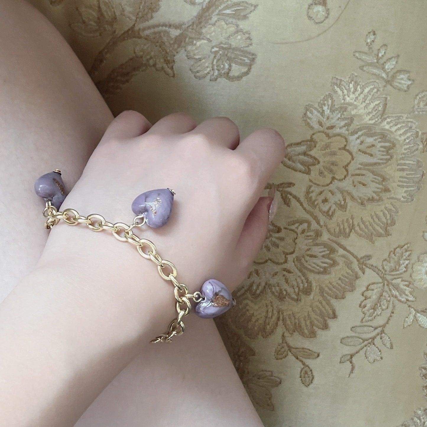 Joan Purple Heart Pendant Bracelet