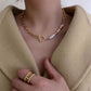 Janet Metal and Baroque Pearl Necklace