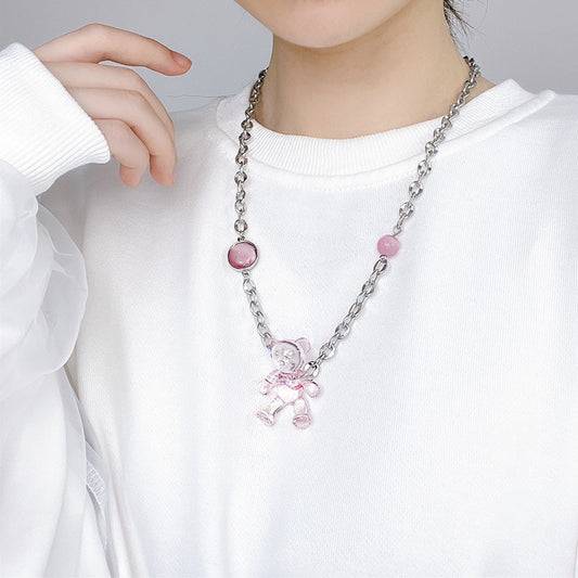 Alice Pink Bear Necklace